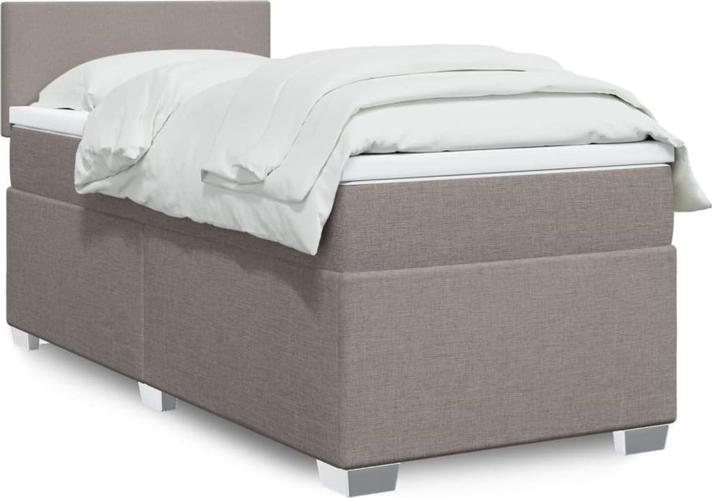Möbel Boxspringbett mit Matratze Taupe 80x200 cm Stoff - Klassische Betten 3288012