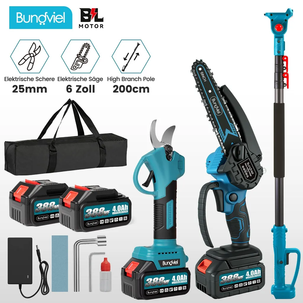 Élagueuse sur batterie 21V 4-en-1 avec tronçonneuse télescopique jardin