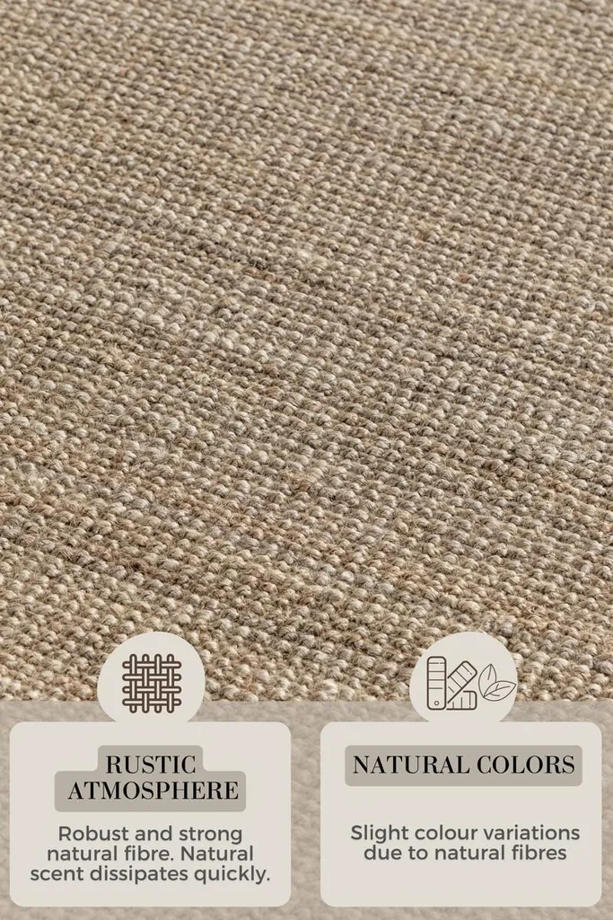 Tapis Jute Robuste 80x150 cm Gris et Marron - Texture Bouclée - 10