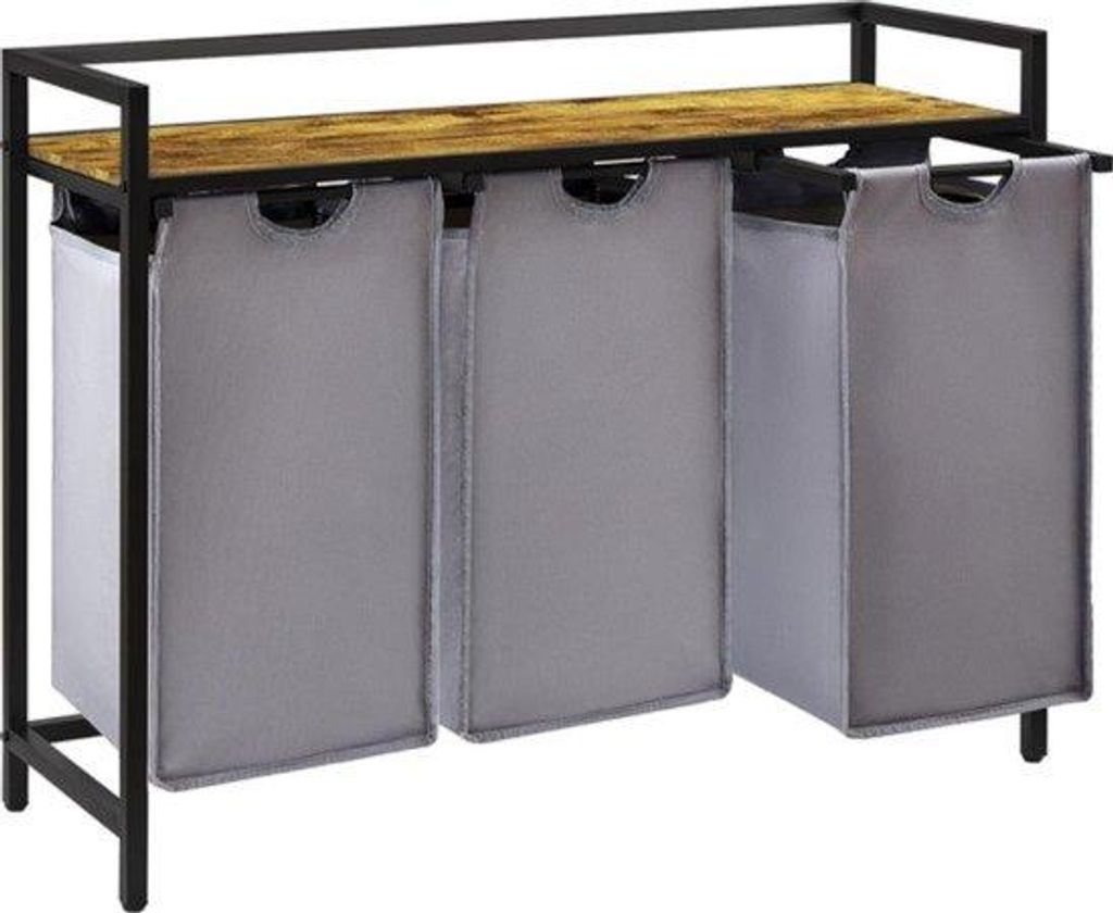 Grau 3-Türme-Waschbecken für 120 Liter mit Aufbewahrung und ausziehbaren Taschen, Wäschewaschmaschine für Schlafzimmer, Badezimmer, Grau