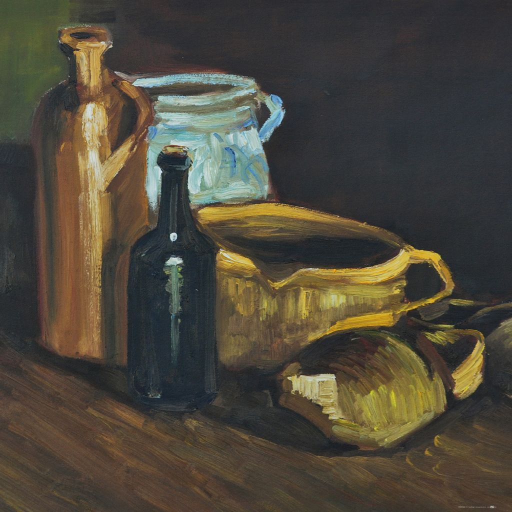 Vincent Van Gogh Kunstdruck Bild - Stillleben Mit Steingut Und Holzschuhen, 1884 (70 x 70 cm)