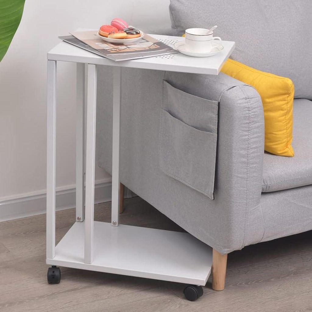 C-förmiger Beistelltisch - multifunktional - 1 Stück - schwarz/weiß - Metall - 30 x 48 x 67 cm