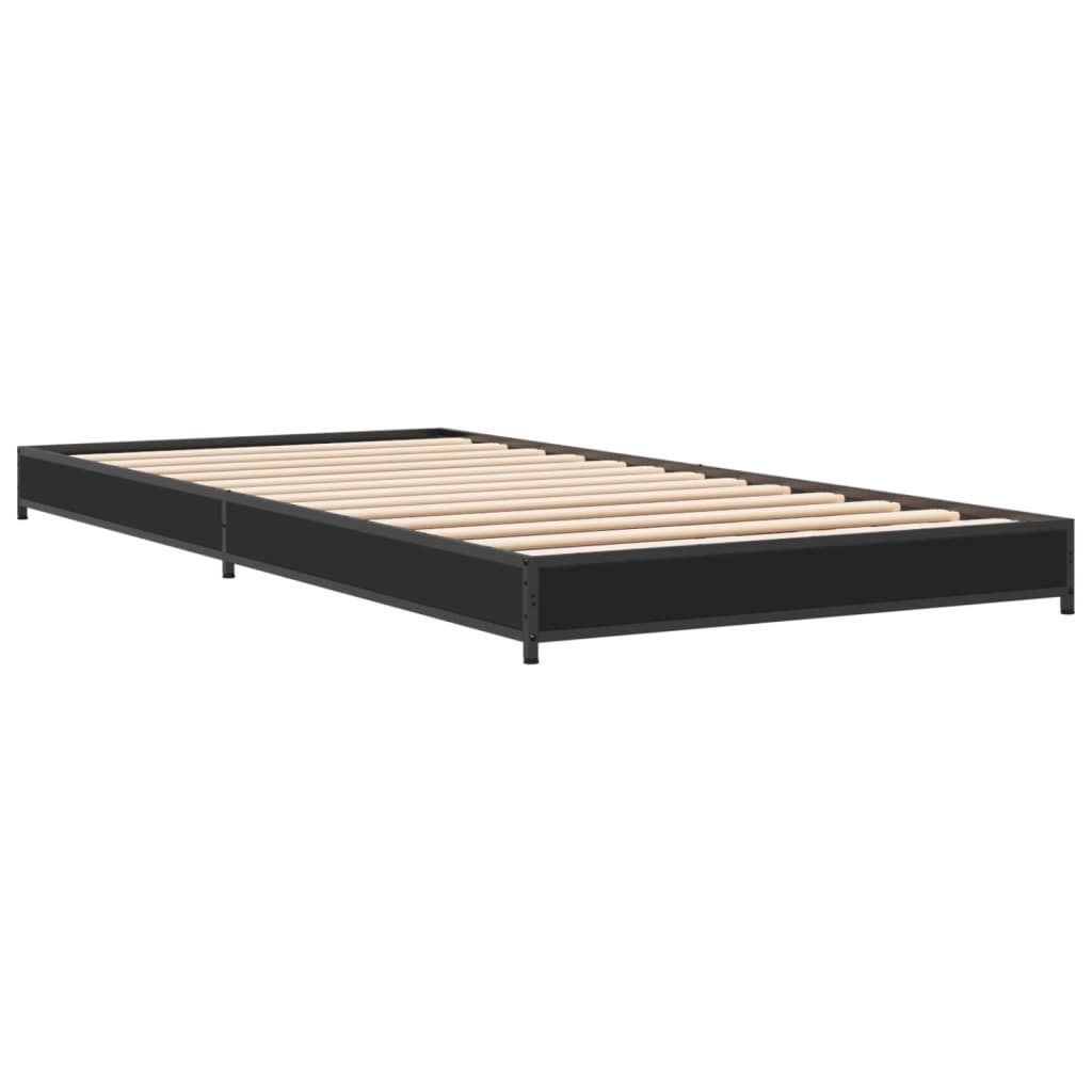 Bettgestell Schwarz 90x190 cm Holzwerkstoff und Metall