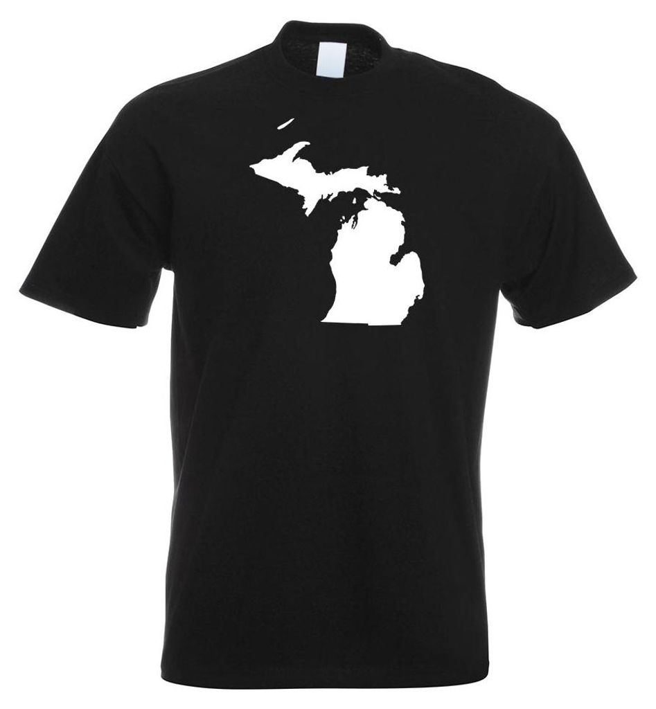 Kiwistar - T-Shirt - schwarz - USA - Bundesstaat - Michigan Herren Funshirt Bedruckt Design Sprüche Spruch Motive - mit Motiv Bedruckt - Funshirt ...