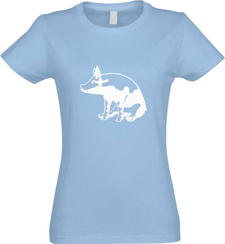Kiwistar - T-Shirt tailliert - Damen - himmelblau - Schwein Motiv 7 - Sau - Baby - mit Motiv Bedruckt - Funshirt Design - Sport - Freizeit - Damen ...
