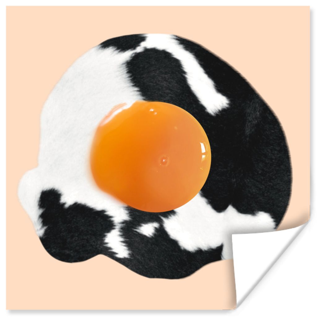 MuchoWow Poster Ei - Lebensmittel - Kuhdruck - Tiere 30x30 cm - Wandposter - Printing