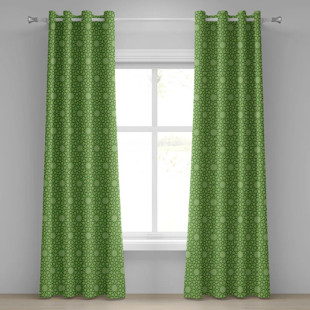 Rideau à œillets moderne 280x245 cm ABAKUHAUS motif géométrique vert