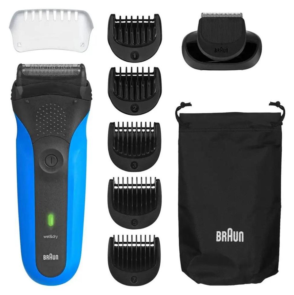 Braun Series 3 310BT, Folienschaber, Schwarz, Blau, Ladend, Produktbild 