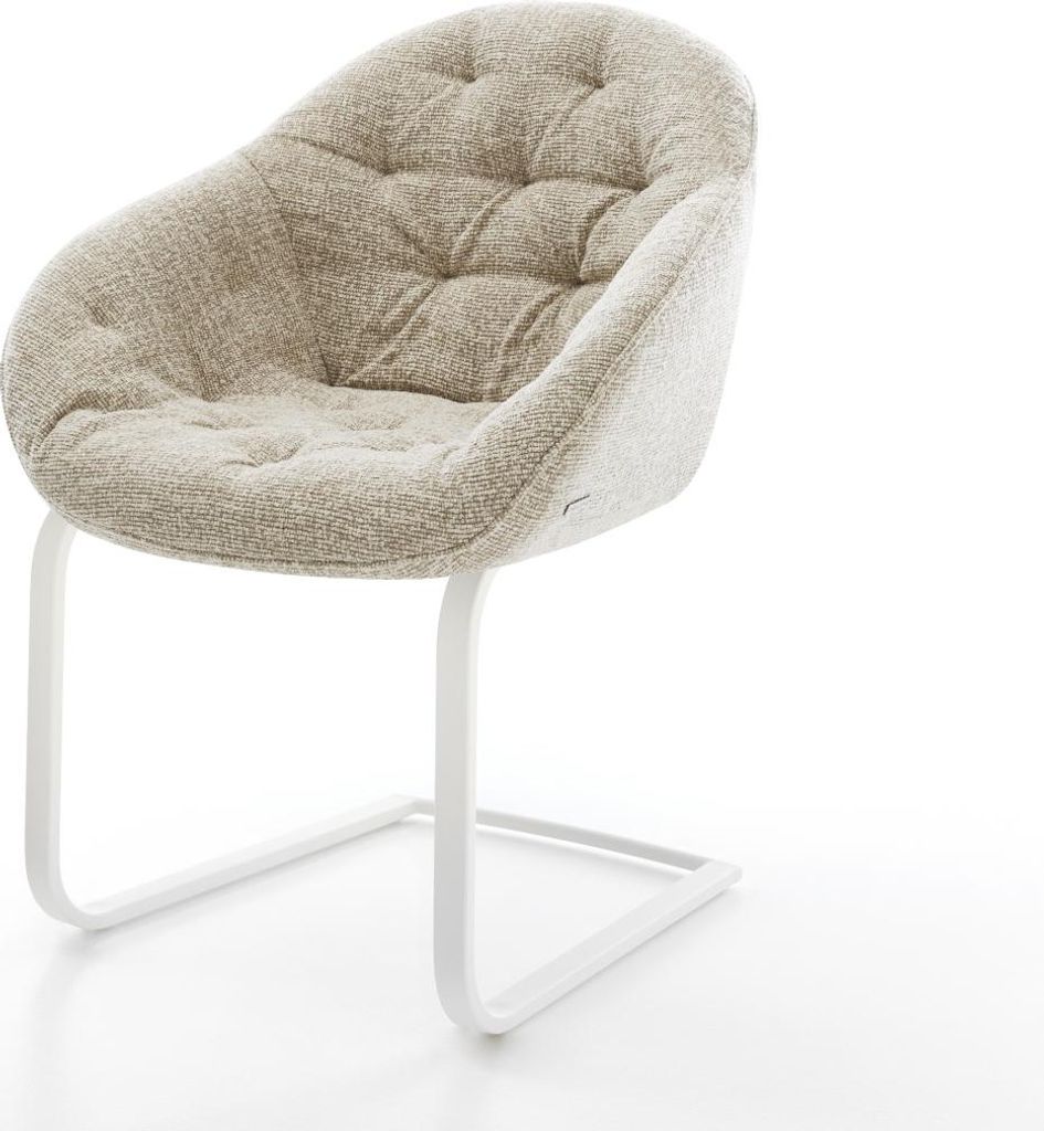 DELIFE Freischwinger Gaio-Flex Webstoff Soft Beige Freischwinger flach Weiß
