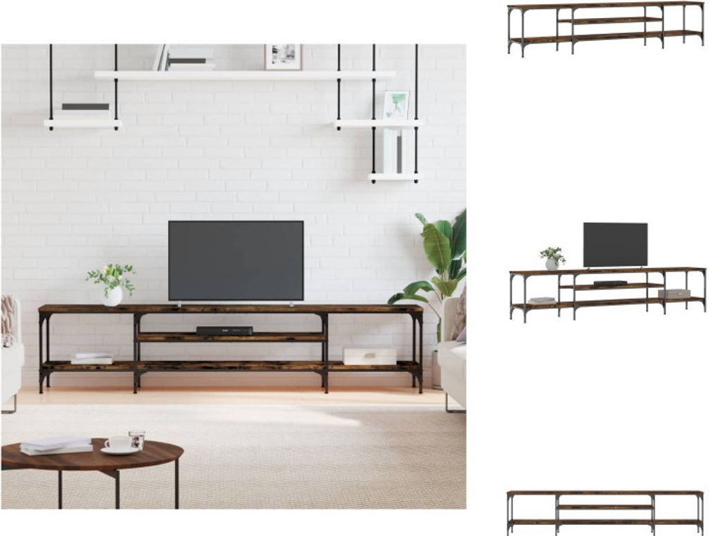 vidaXL TV-Schrank Räuchereiche 201x35x45 cm Holzwerkstoff & Eisen - TV-Möbel