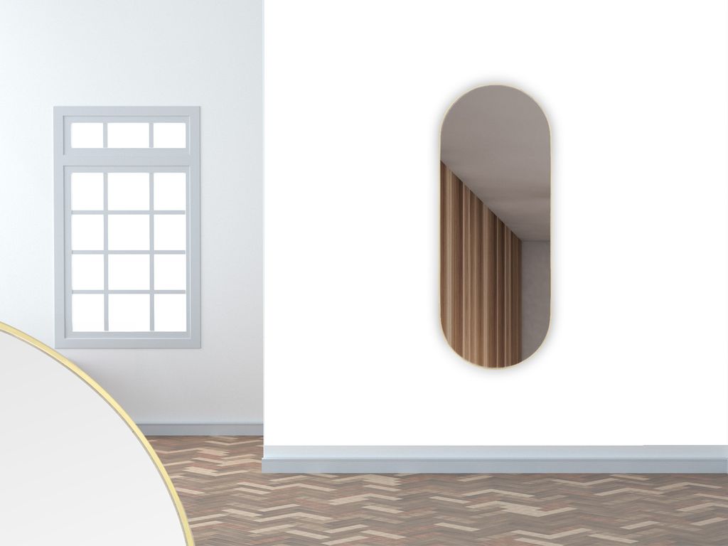Ovaler Wandspiegel JOSEPHINE Metall Rahmen Gold 30x70cm