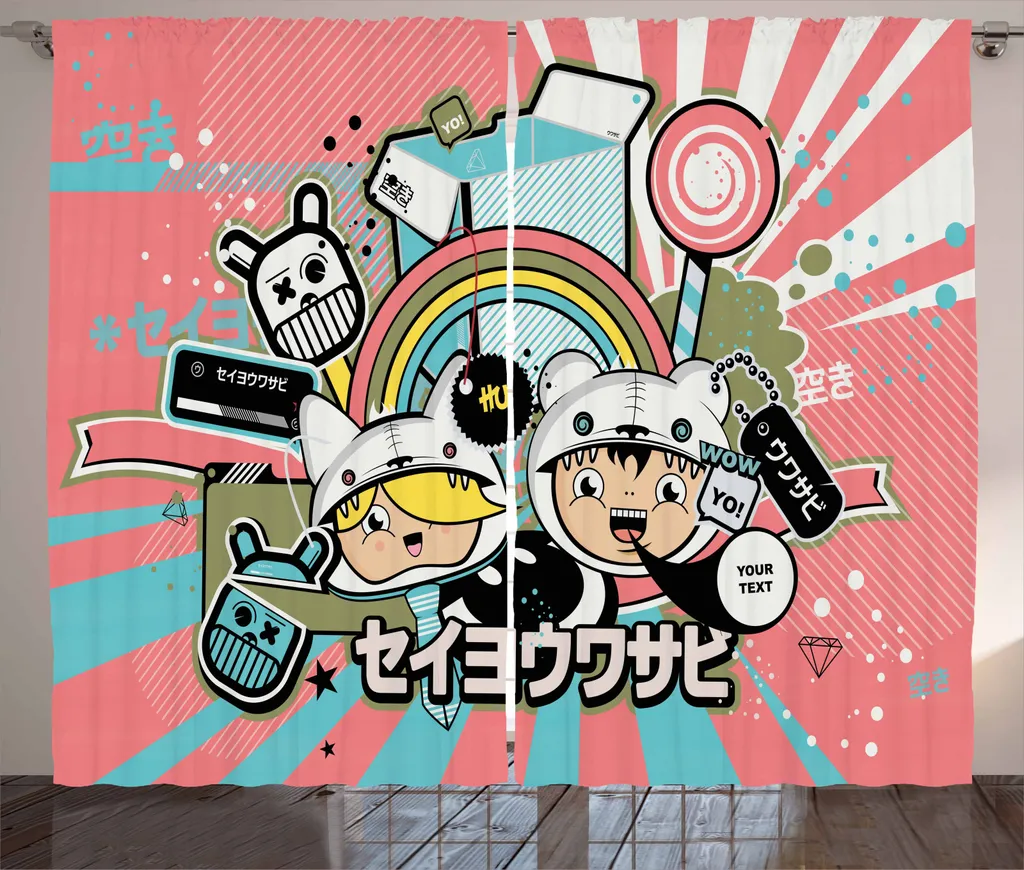 Tenda Decorativa Anime Graffiti ABAKUHAUS 280x245 Set 2 Pezzi