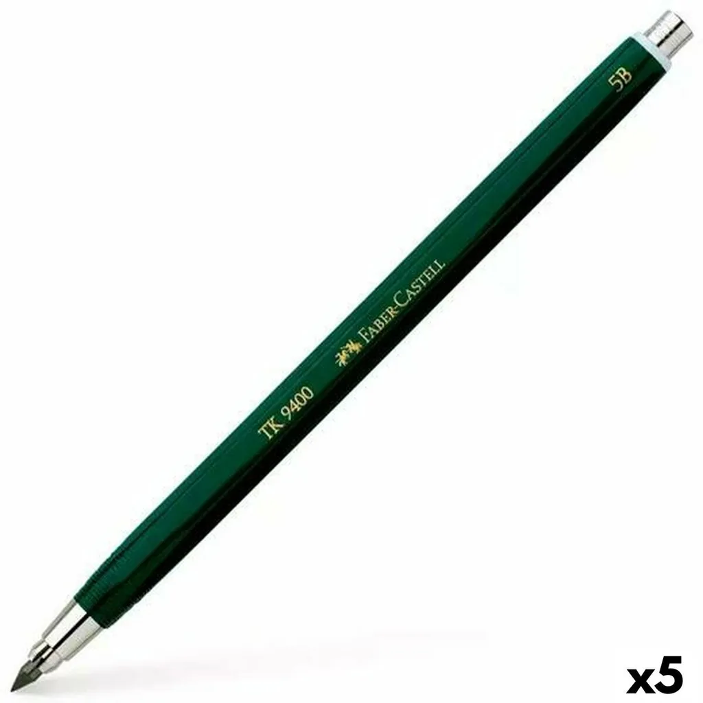 5x Matita Faber-Castell 139406 TK® 9400 senza clip 3,15 mm 6B verde scuro