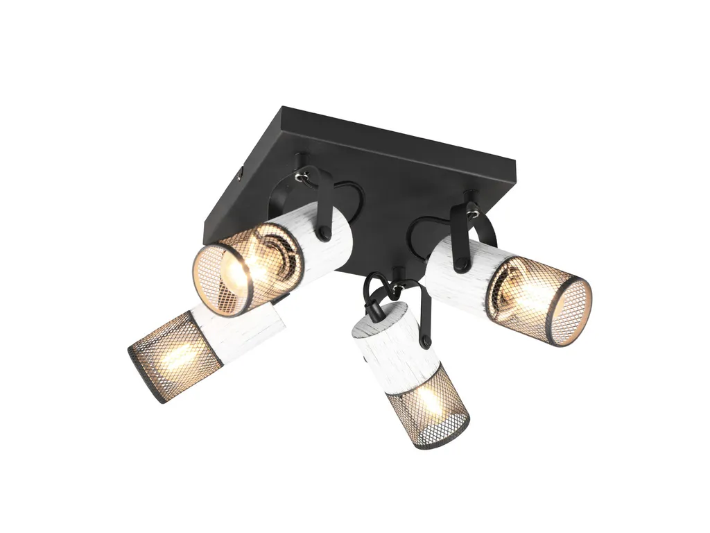 Plafoniera bianca e nera con quattro paralumi decorativi mobili 4xE14 15W Tosh Trio