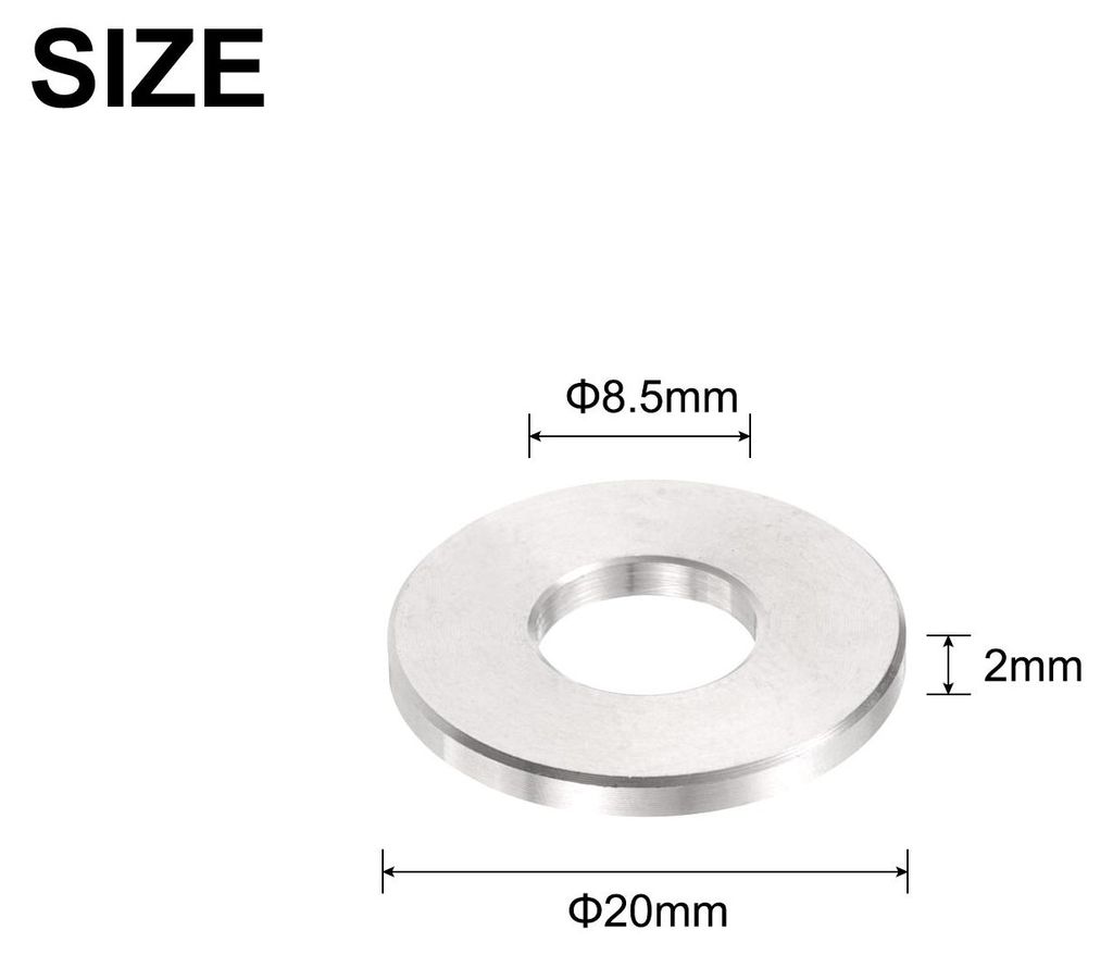 12 Stš¹ck Edelstahl-Abstandshalter 8,5 mm Bohrung x 20 mm Au?endurchmesser x 2 mm L?nge Schraubenbuchse Blankes Finish Runder Metall-Distanzhš¹...