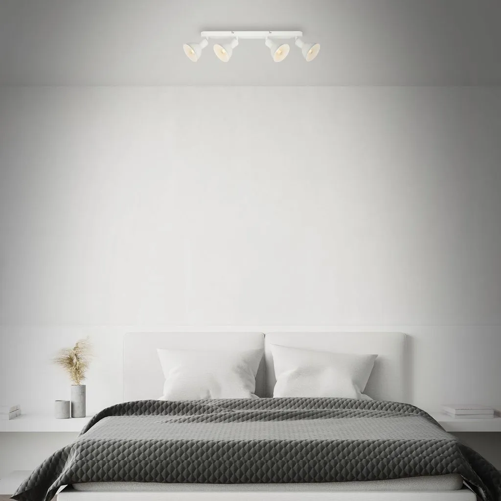 Rampe de Spots de Plafond Orientables Blancs Style Industriel 4xE14