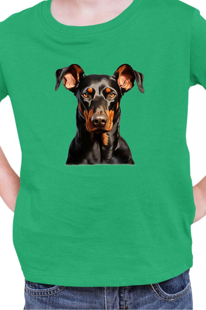 Kinder T-Shirt Dogs Breeds Doberman Pinscher Dog Breed 005, 7-8 Jahr - 128 / Grün