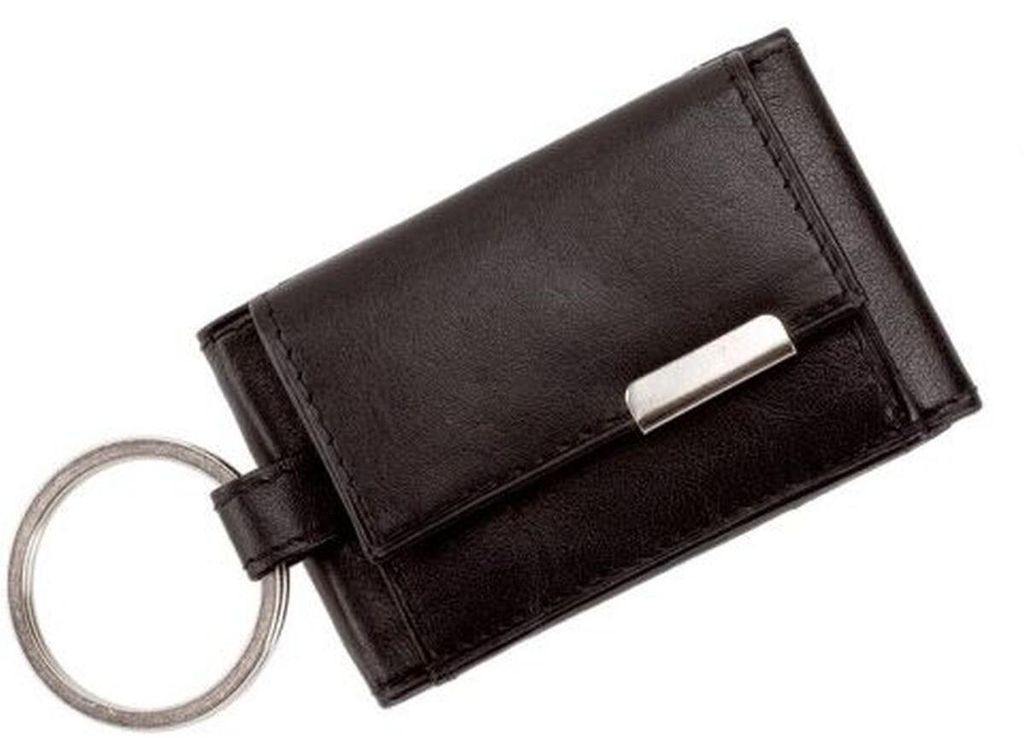 Mini-Börse mit Metallemblem 8,5x5cm Leder schwarz Produktbild 