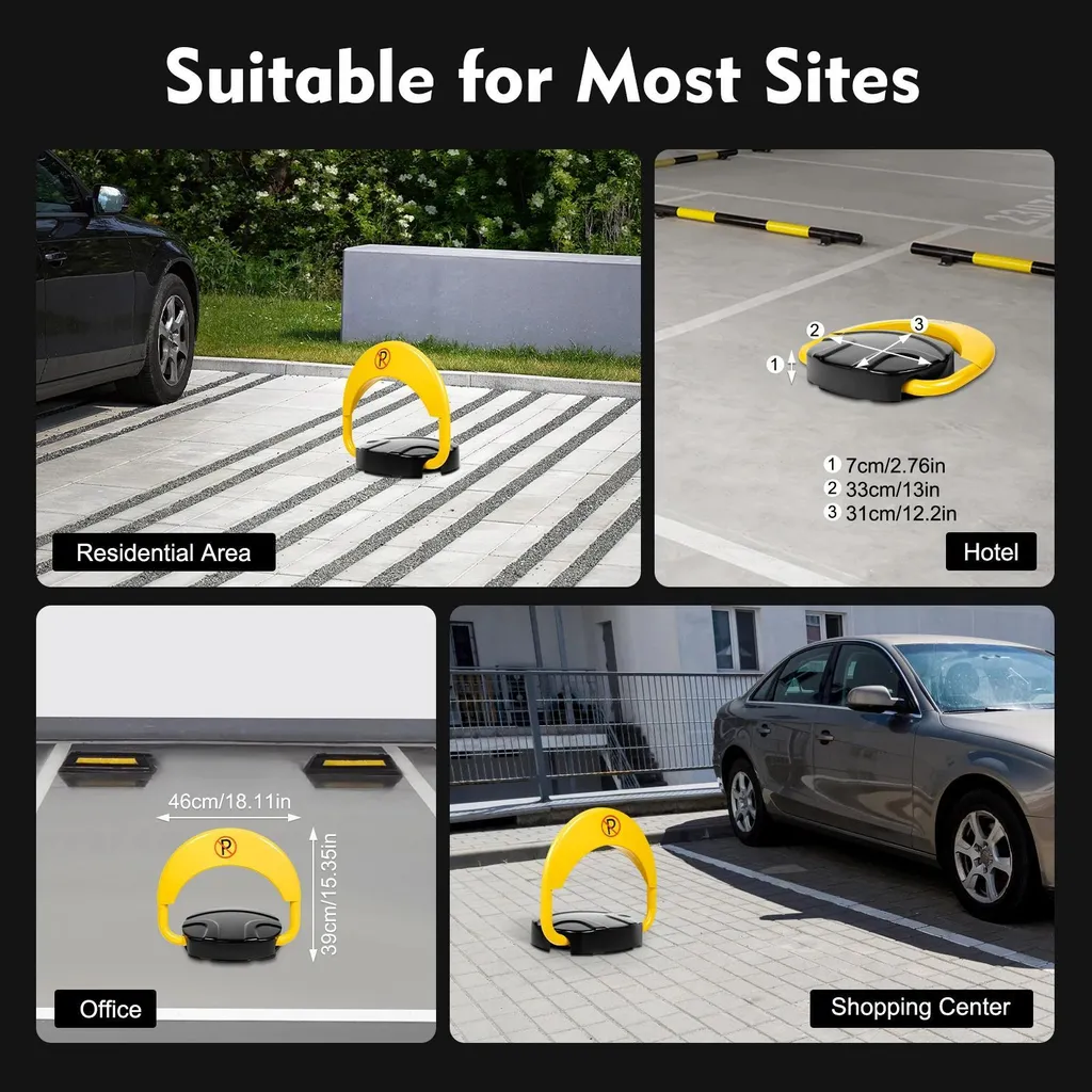 Barrière de Parking Rabattable Motorisée avec Télécommande - Noir 180°