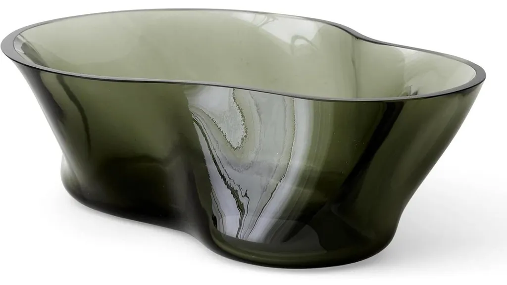 Saladier en verre vert soufflé bouche - Accessoire de table luxueux - 2