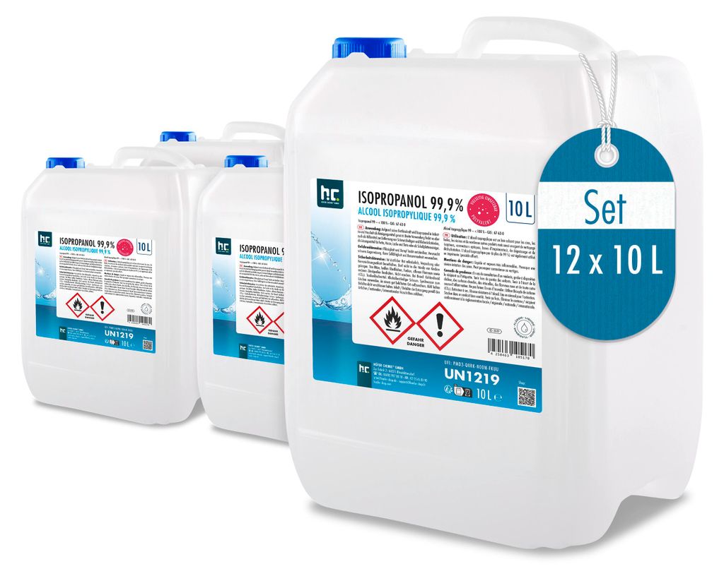 10 L Isopropanol 99,9% zur Flächenreinigung, als Lösungsmittel für Fette, Harze, Lacke, Tinte