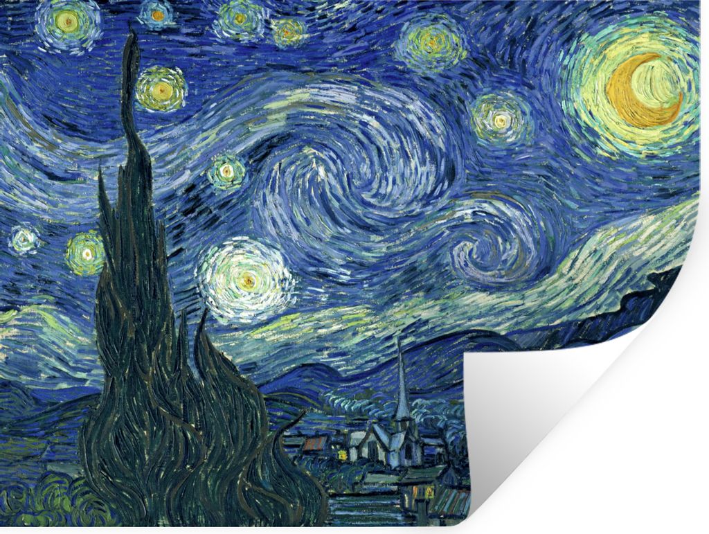 MuchoWow Wandtattoo Wandsticker Wandaufkleber Sternennacht - Gemälde - Alte Meister - Vincent van Gogh 40x30 cm Selbstklebend und Repositionierb...