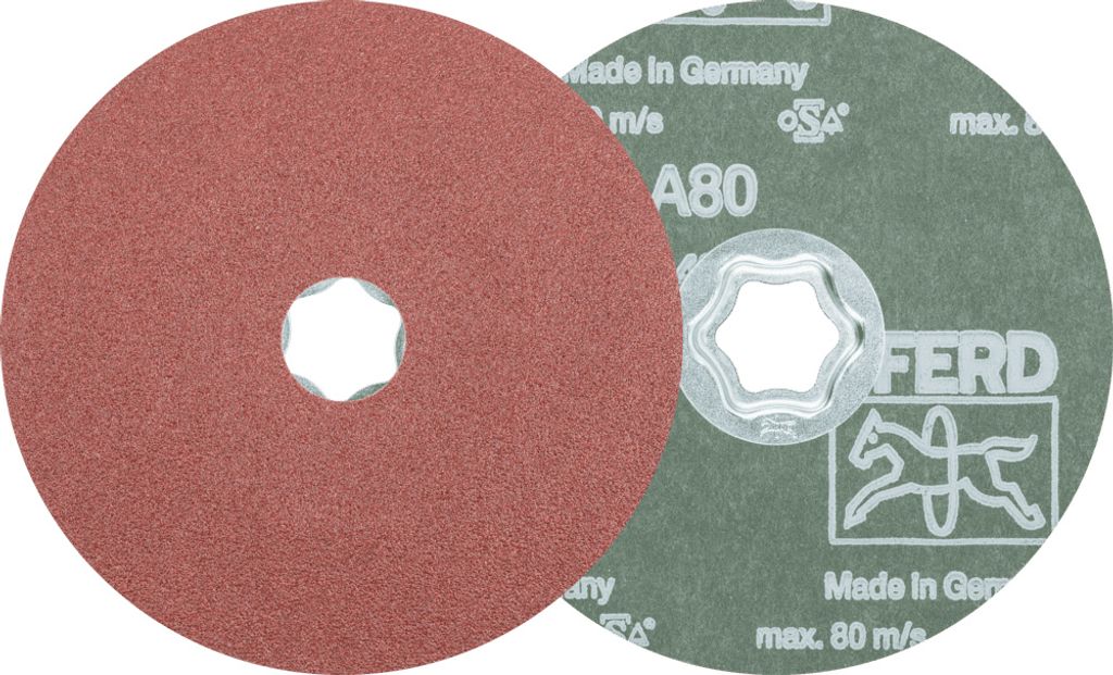 PFERD TOOLS COMBICLICK Korund Fiberscheibe Ø 125 mm A80 für universelle Anwendungen