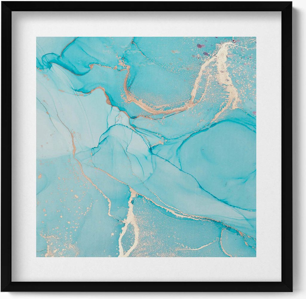 Dekorativer Marmor– Wandbild mit Rahmen – Gerahmtes Bild – Wanddekoration – 50x50 cm – Schwarz Rahmen