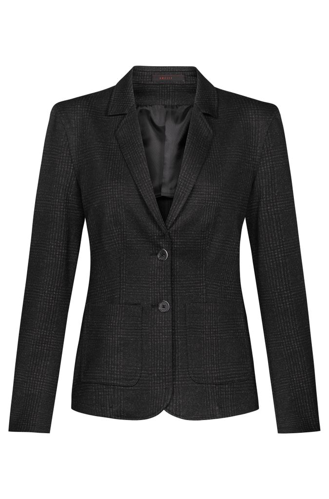 Greiff CASUAL Damen Jersey-Blazer Regular-Fit Anthrazit Glencheck 40