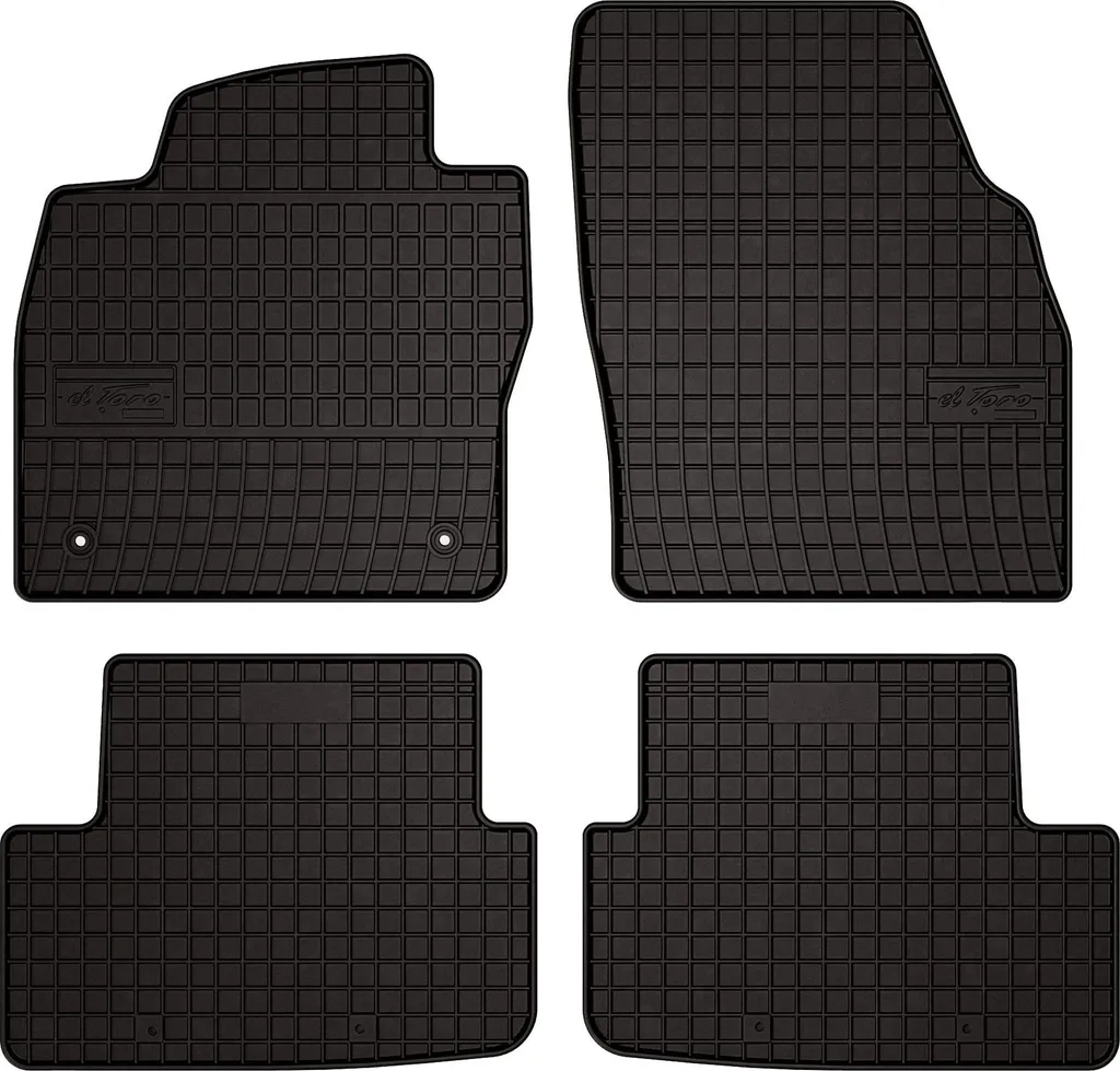 Tappetini auto in gomma adatto per Volkswagen Polo VI (2017-, hatchback) neri, set 4 pz, con fissaggi