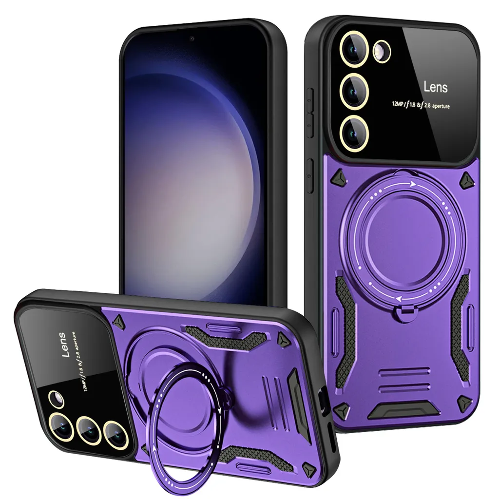 Custodia Per Samsung Galaxy S23 Plus Con Anello Magnetico 360° - TPU Morbido Ultra Sottile - Bordo Placcato Viola - Ricarica Wireless Compatibile?