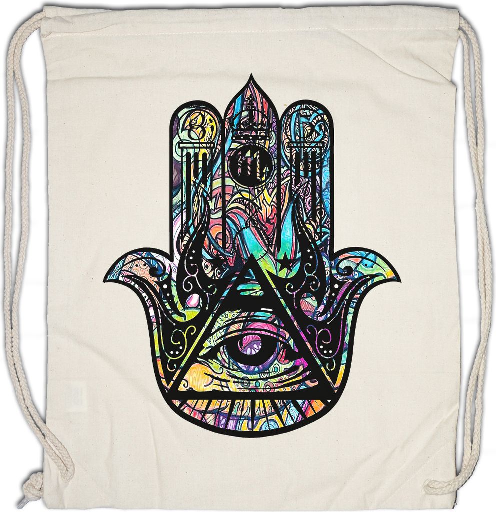 Urban Backwoods Illuminati Hand Hamsa, Turnbeutel, Farbe: Beige