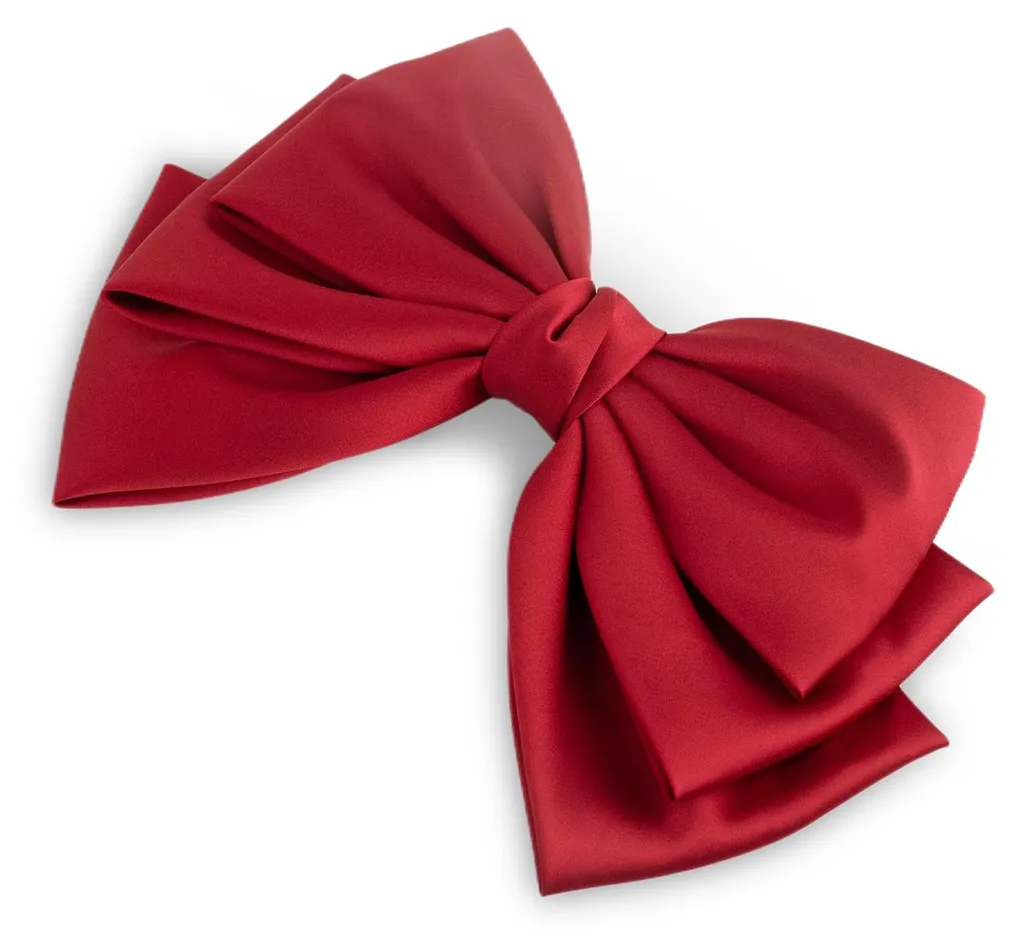 Grande barrette à nœud rouge pour femme, accessoire de coiffure en satin