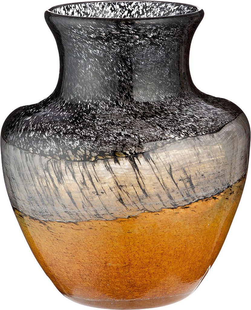 Casablanca by Gilde Rundvase "Honduras" mit Farbverlauf in amber/grau/schwarz, Vasenhals in Wisch-Optik, durchgefärbt, H.20,5 cm, Öffnung: D.8cm,...