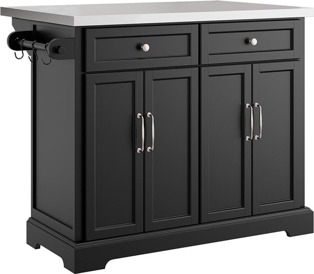SoBuy Kücheninsel Aufbewahrungsmöbel mit 2 Schubladen Schwarz Klassisch FKW71-II-SCH