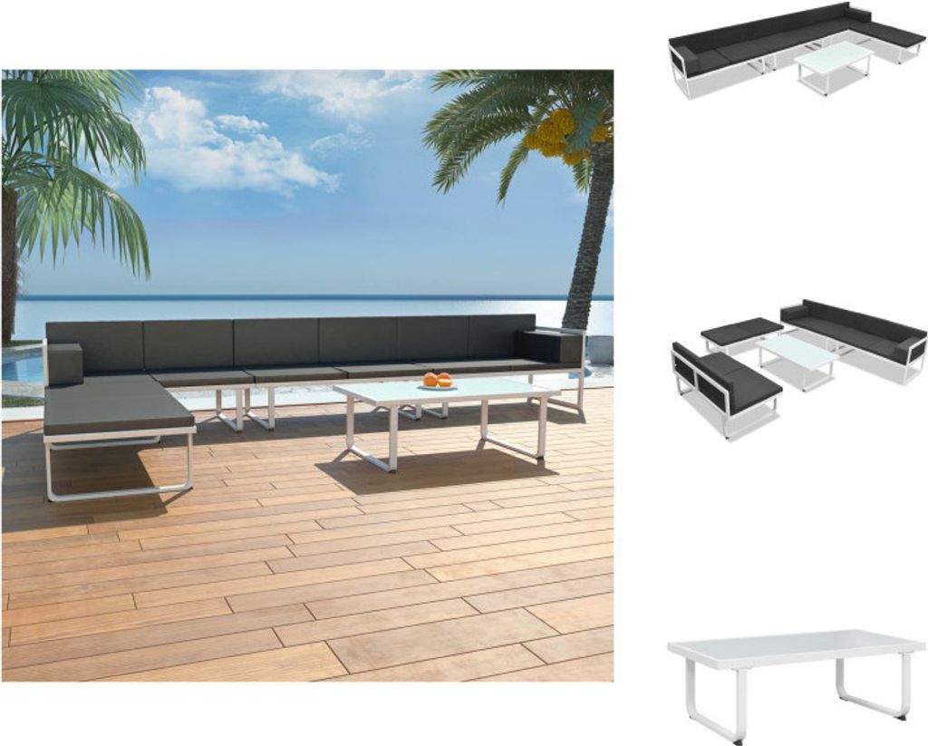 vidaXL 5-tlg. Garten-Lounge-Set Textilene Aluminium Schwarz Produktbild 