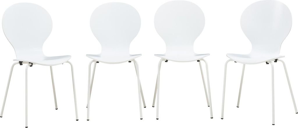 Esszimmerstuhl ‘Etne’ 4er Set Holz Metall 85 x 48 x 50 cm Weiß