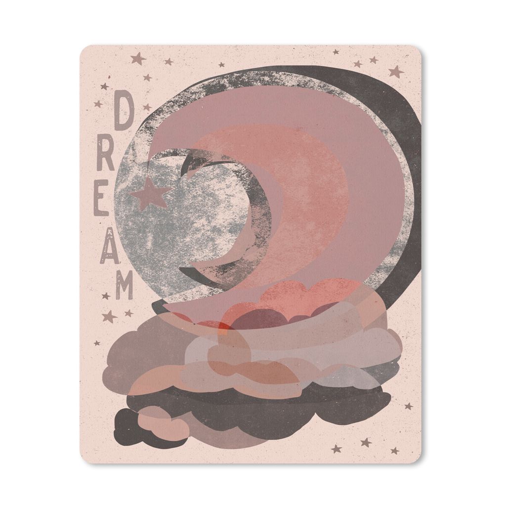 MuchoWow Mauspad Mousepad Text - Traum - Pastell - Mond - Entwurf 19x23 cm - Mousepads - Maus Mat - Pad - Mausunterlage - Mauspads - Spielen