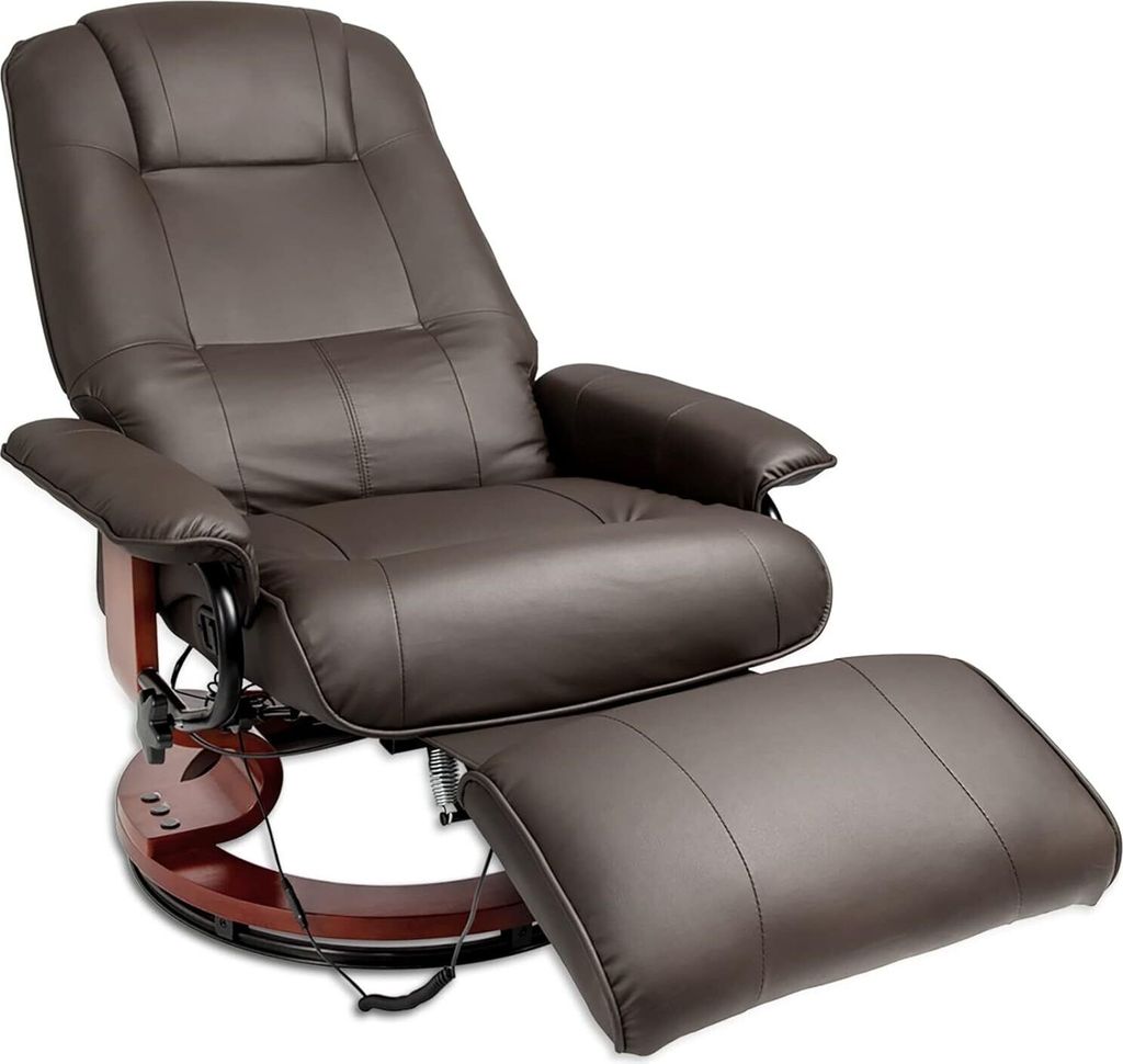 Relaxsessel mit Massagefunktion 360° drehbar Fernsehsessel mit Liegefunktion Fußstütze Wohnzimmer Büro Schlafzimmer Massagesessel TV Sessel Kun...