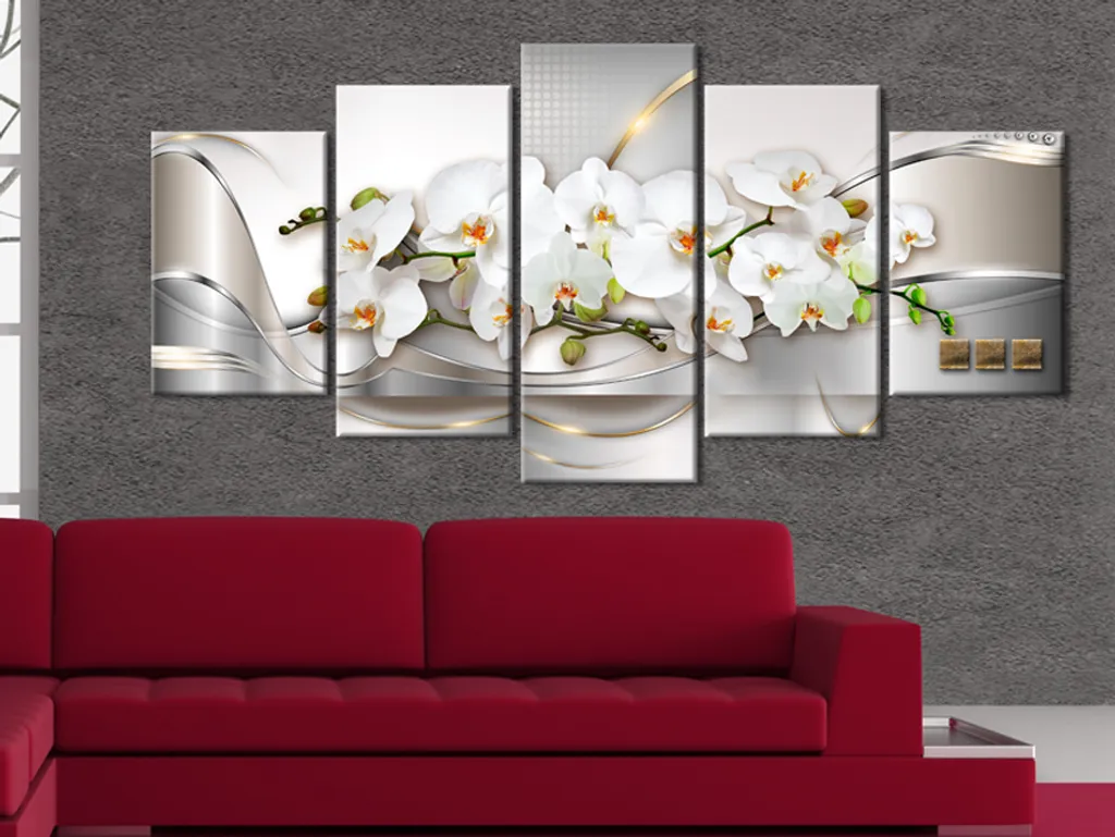 YS-Art Quadro Acrilico Su Tela 'Incontro Piacevole' - Arte Astratta Con Figure Umane, 200x100 Cm, Toni Grigio