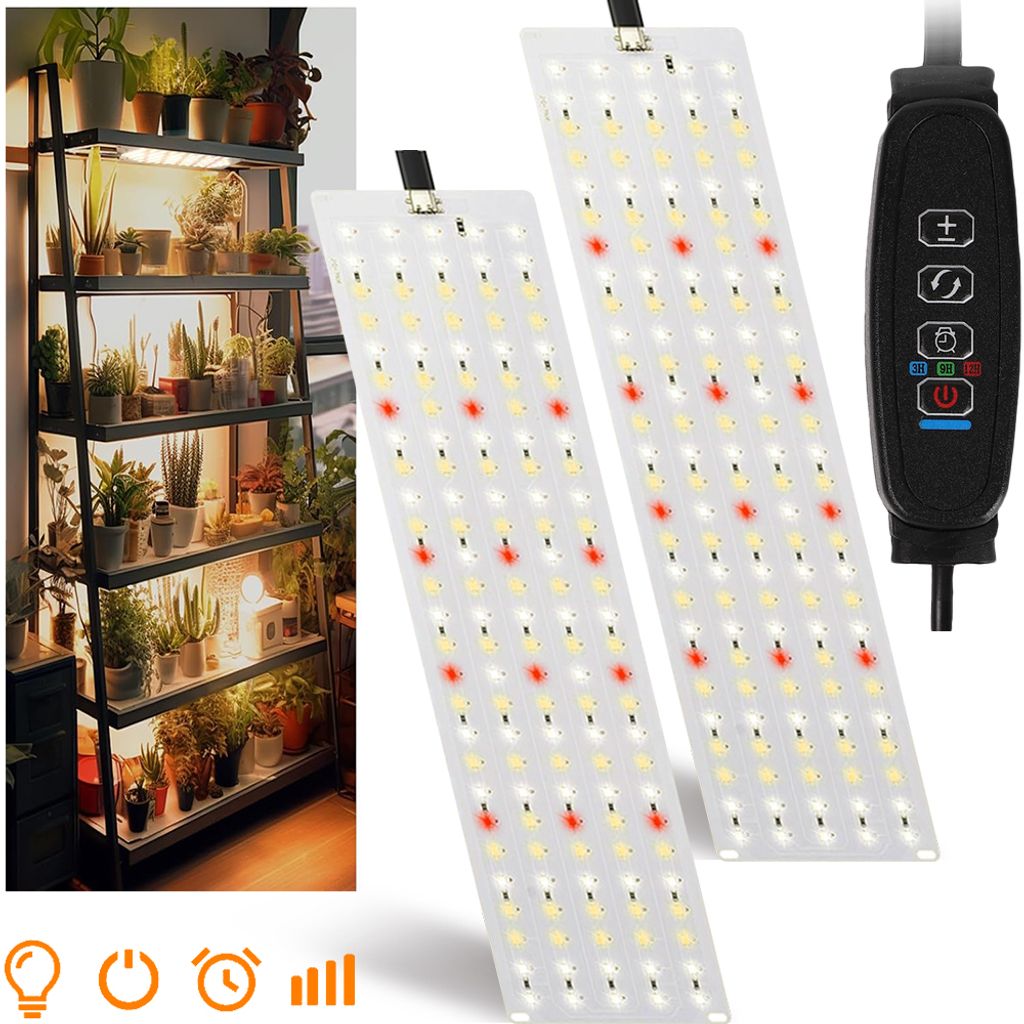 2er 30cm Panel Pflanzenlampe 270 Led Vollspektrum Grow Light 20W Sonnenlicht Pflanzenlicht Wachstumslampe Gewächshaus Gemüse Blüte Pflanzen Anzucht