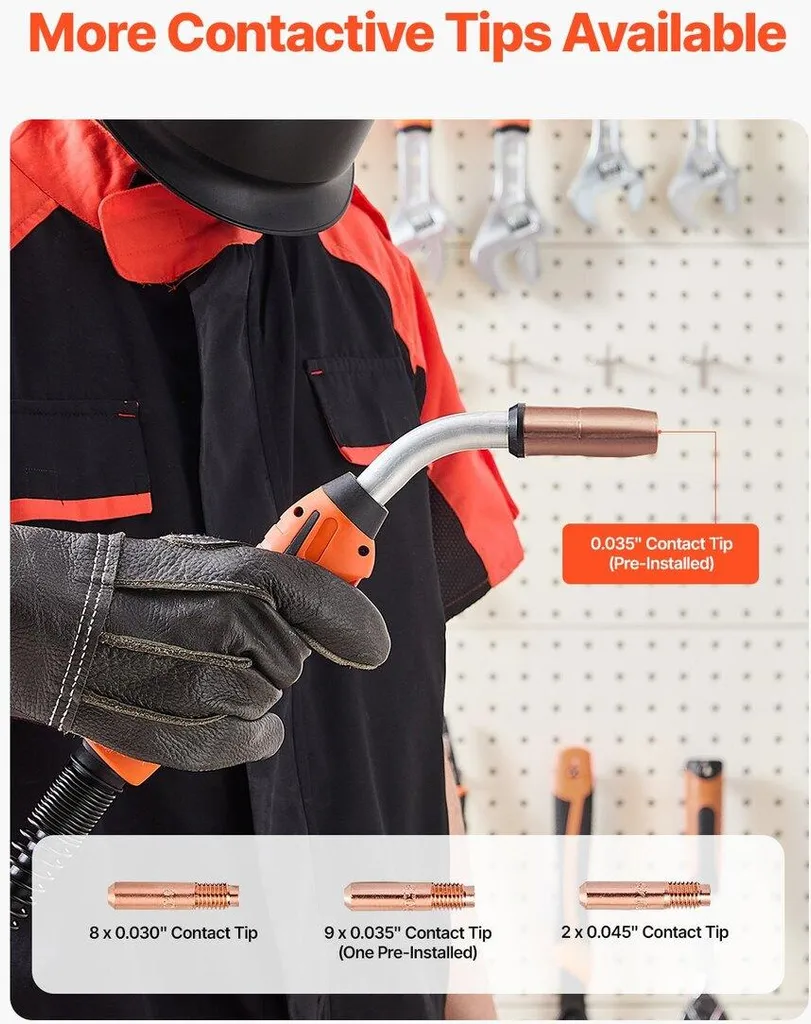 Torche de soudage MIG 250A - Gâchette ergonomique, compatible 0.8/0.9/1.2mm - 6