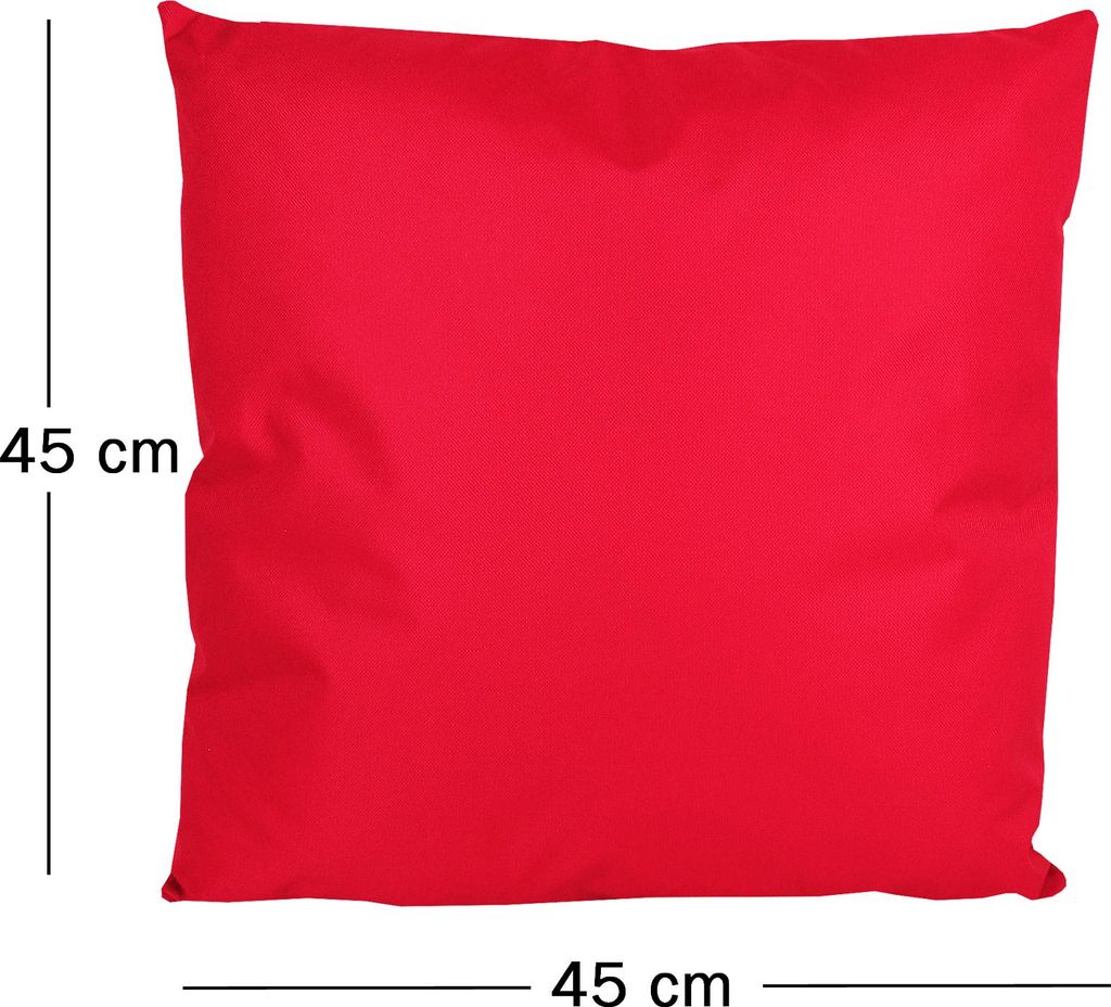 JACK 1x 45x45cm Outdoor Lounge Kissen Dekokissen inkl. Füllung Wasserabweisend Sitzkissen Garten Stuhl Lotus Effekt, Farbe:Rot