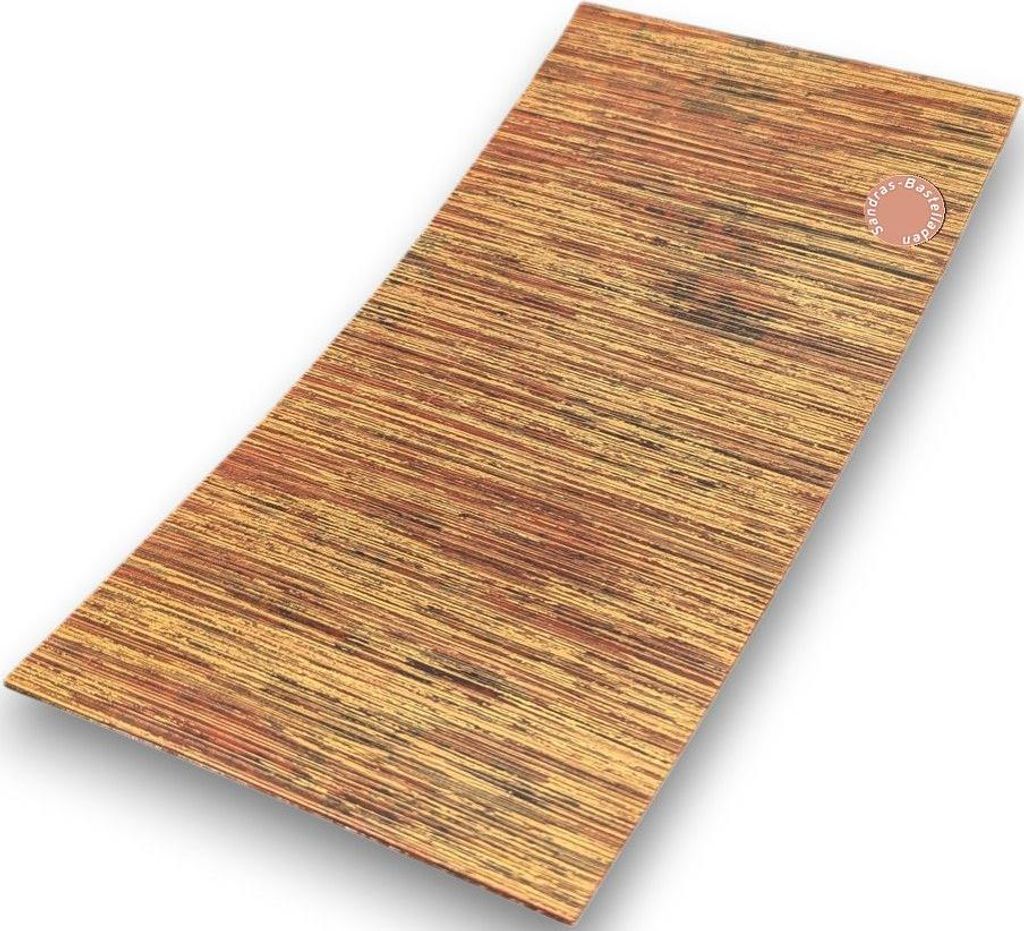 Sandras-Bastelladen - Multicolor Gebürstet - Kerzen Verzierwachsplatte - 200 x 100 x 0,5mm Hellbraun-Gold