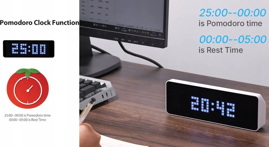 Ulanzi Smart Pixel Clock - Horloge Connectée TC001 avec Écran Matrix LED - 9