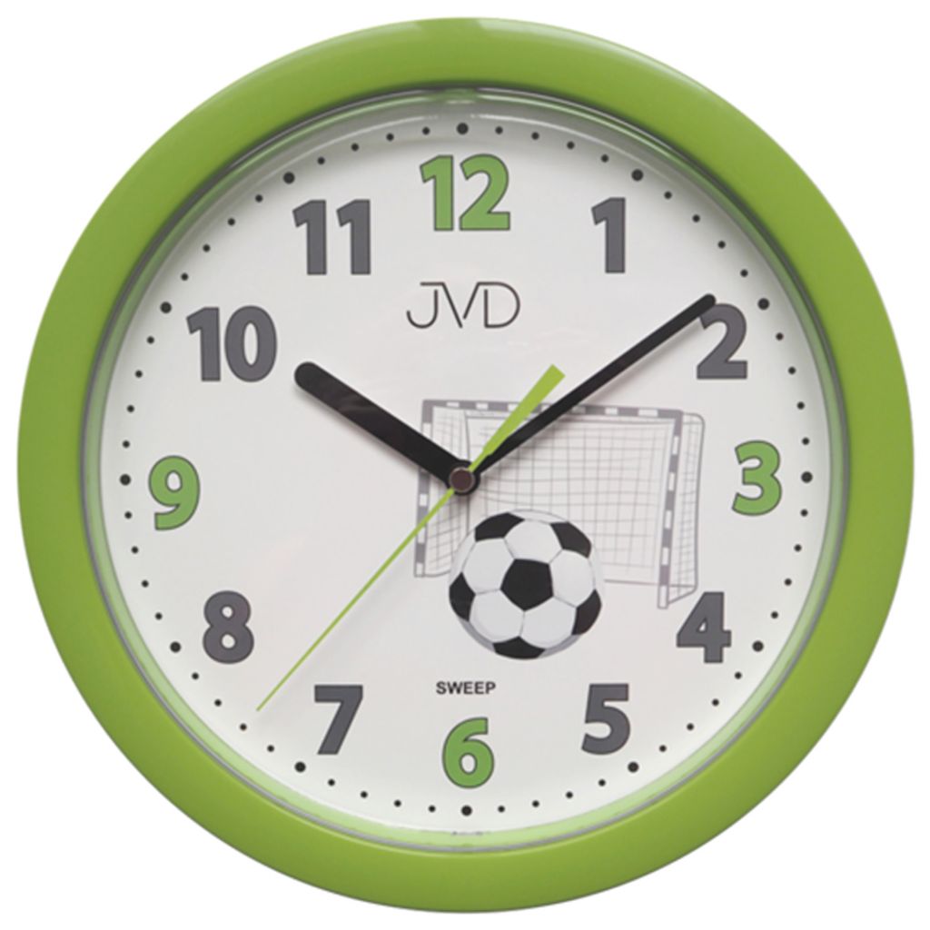 JVD HP612.D4 Wanduhr für Kinder Fußball grün Kinderwanduhr Produktbild 