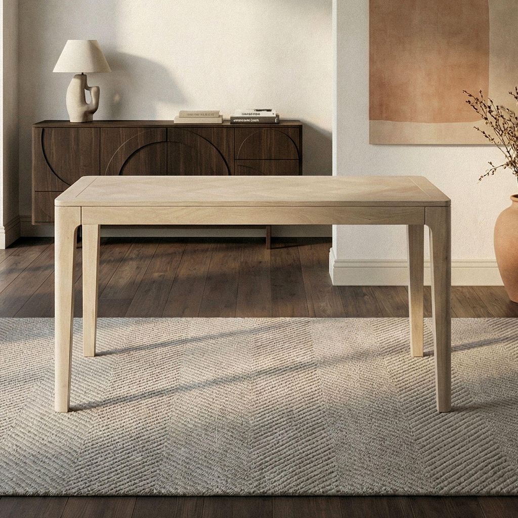 WOHNLING Esstisch Massivholz Mango 120x60 cm white wash Rechteckiger Esszimmertisch Küchentisch 6 Personen Holztisch Tisch Esszimmer Handmade