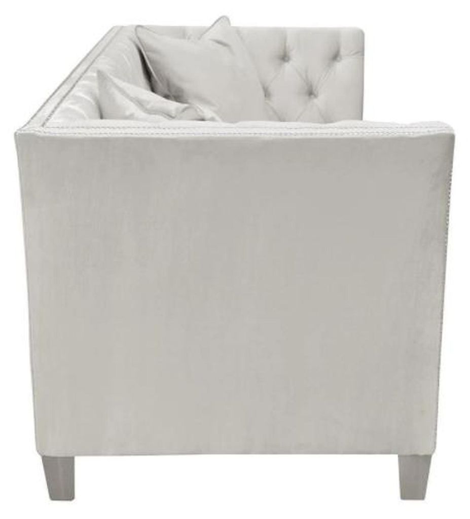 Sofa Beige Chesterfield Dreisitzer Polster Möbel Hotel Praxis Wohnzimmer Samt
