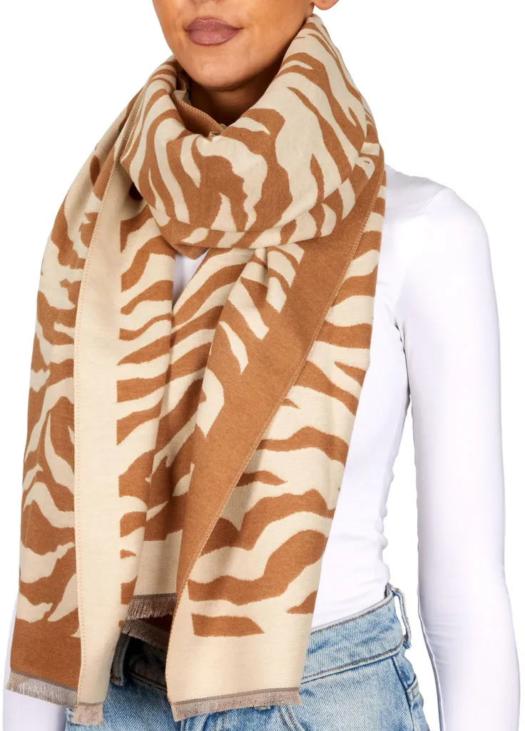 Sciarpa Invernale BRUBAKER Cashmirillo 70x200 Zebra Beige Marrone