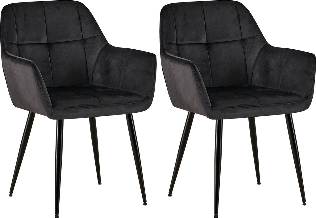 2er Set Esszimmerstuhl HLO-CP15 Samt schwarz